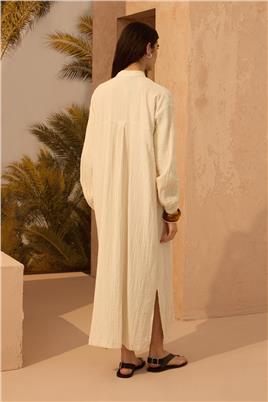 Müslin Gömlek Elbise Ekru
