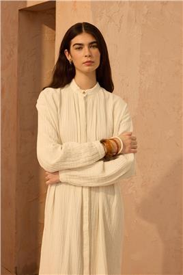 Müslin Gömlek Elbise Ekru