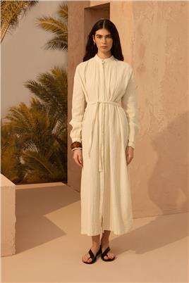 Müslin Gömlek Elbise Ekru