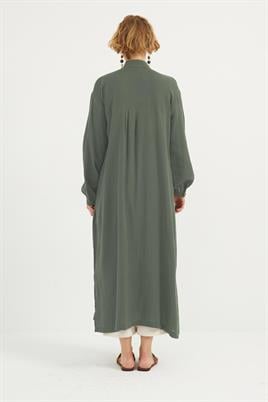 Müslin Gömlek Elbise Haki