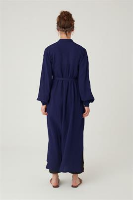Müslin Gömlek Elbise Lacivert
