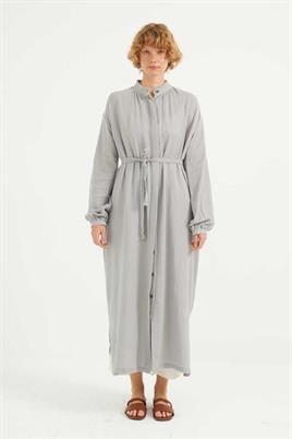 Müslin Gömlek Elbise Açık gri