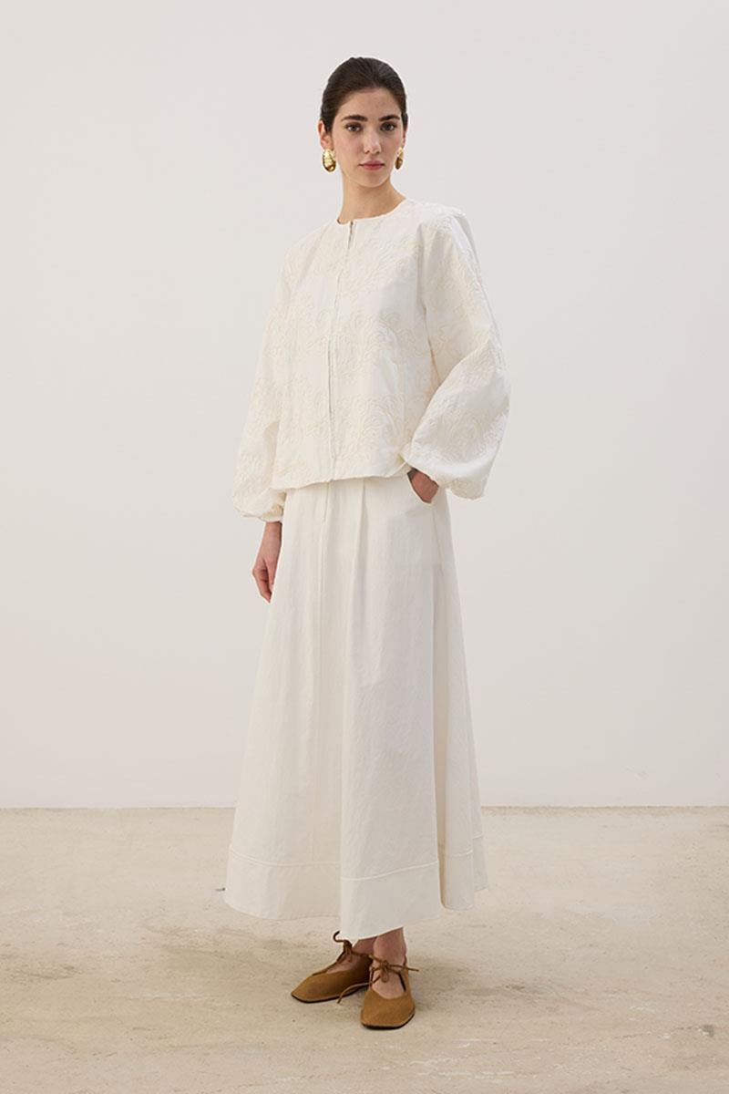 Nakış Detaylı Kısa Ceket Ekru