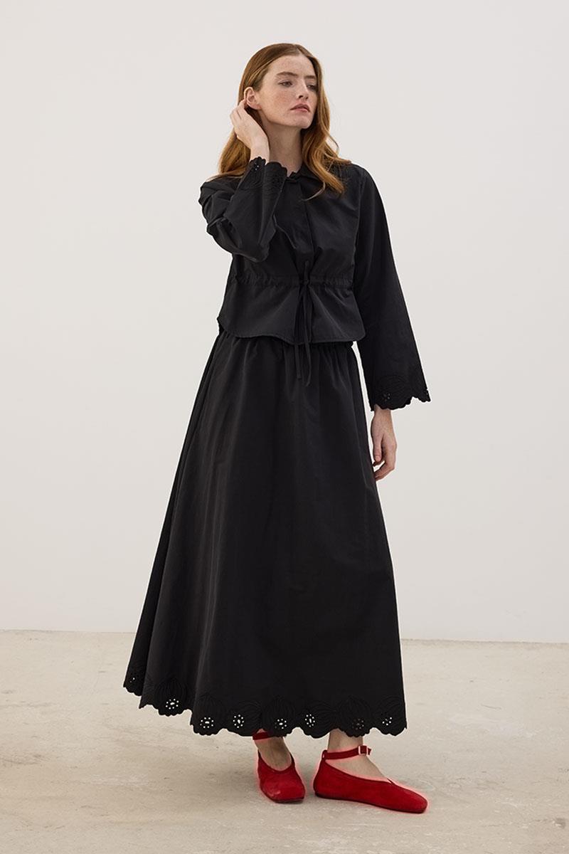 Nakışlı Etek Siyah