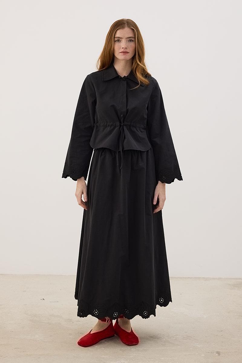 Nakışlı Etek Siyah