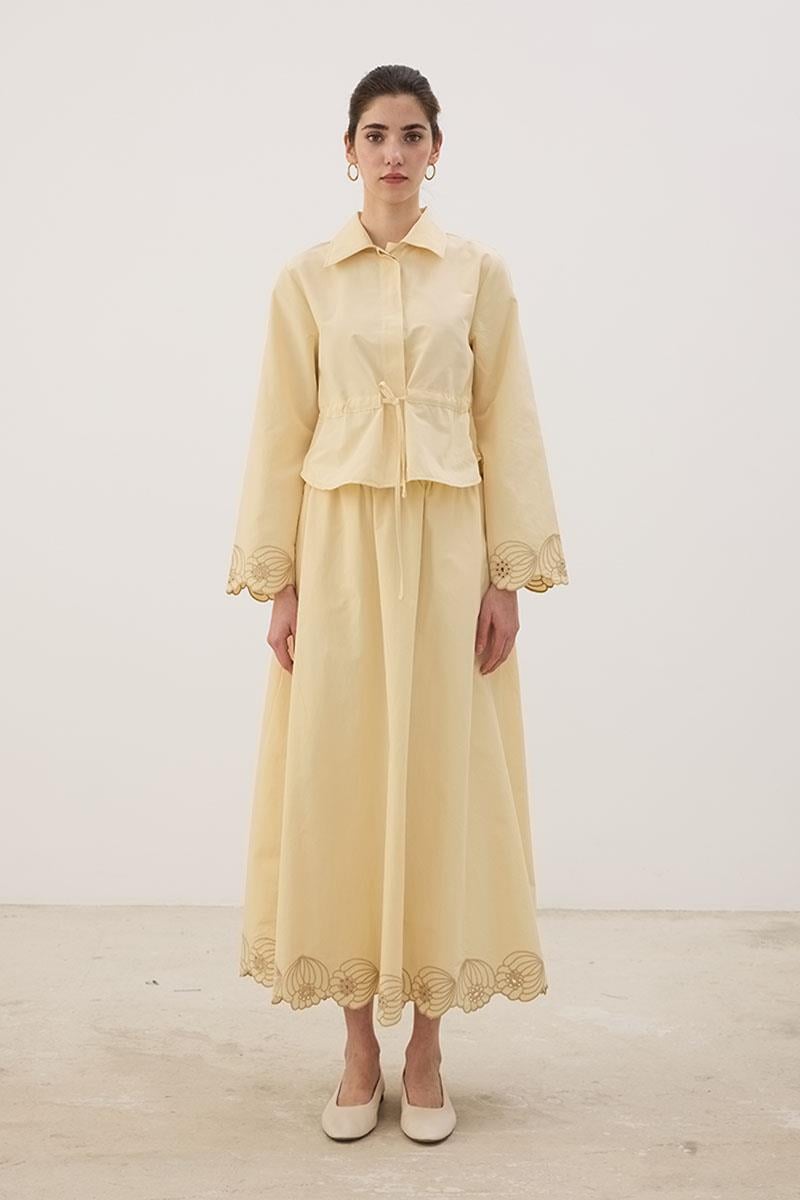 Nakışlı Etek Tereyağ Sarısı