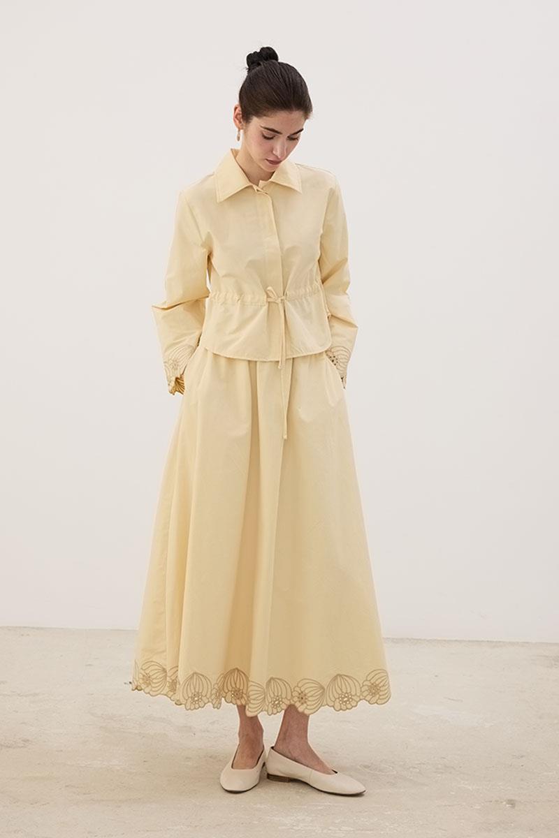 Nakışlı Etek Tereyağ Sarısı