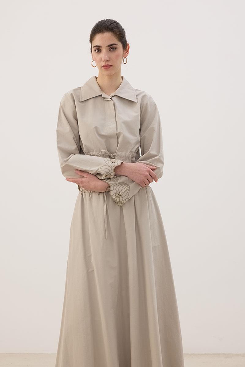 Nakışlı İnce Ceket Taş