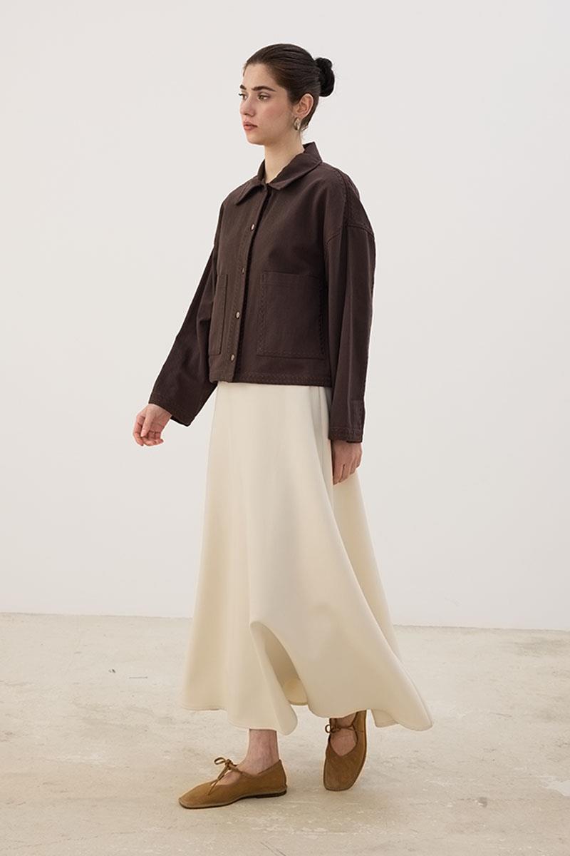 Nakışlı Kanvas Ceket Acı kahve