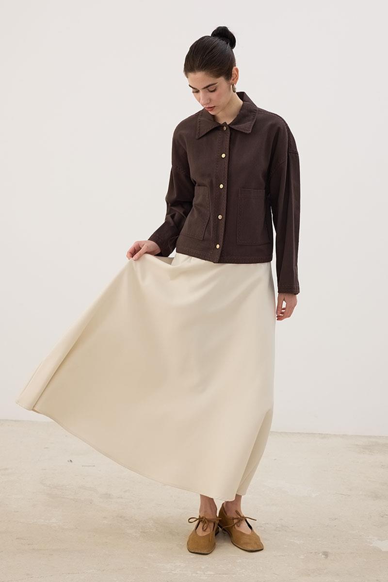 Nakışlı Kanvas Ceket Acı kahve