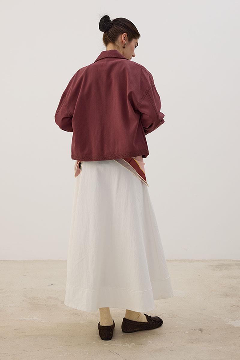 Nakışlı Kanvas Ceket Vişne Çürüğü