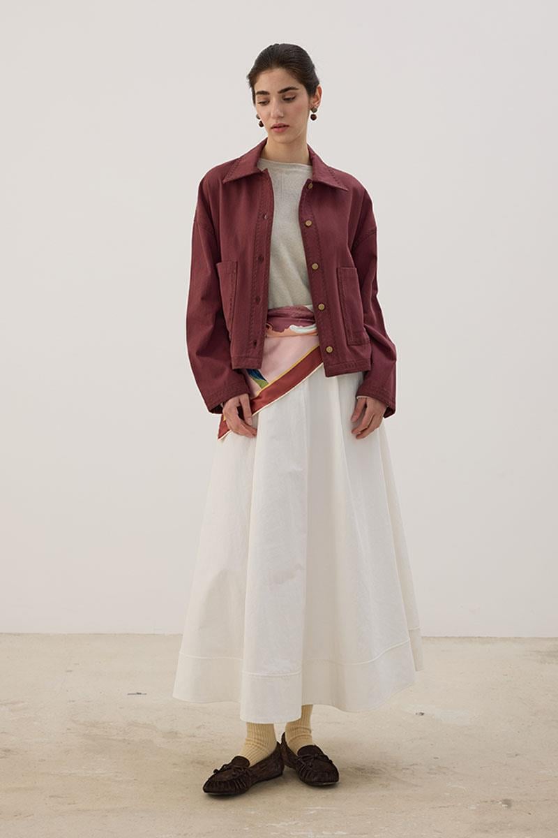 Nakışlı Kanvas Ceket Vişne Çürüğü