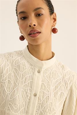 Nakışlı Müslin Bluz Ekru