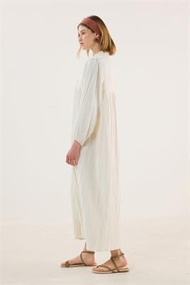 Nakışlı Müslin Elbise Ekru