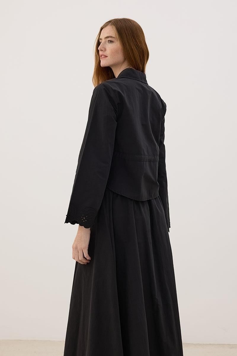 Nakışlı Siyah Ceket Etek Takım