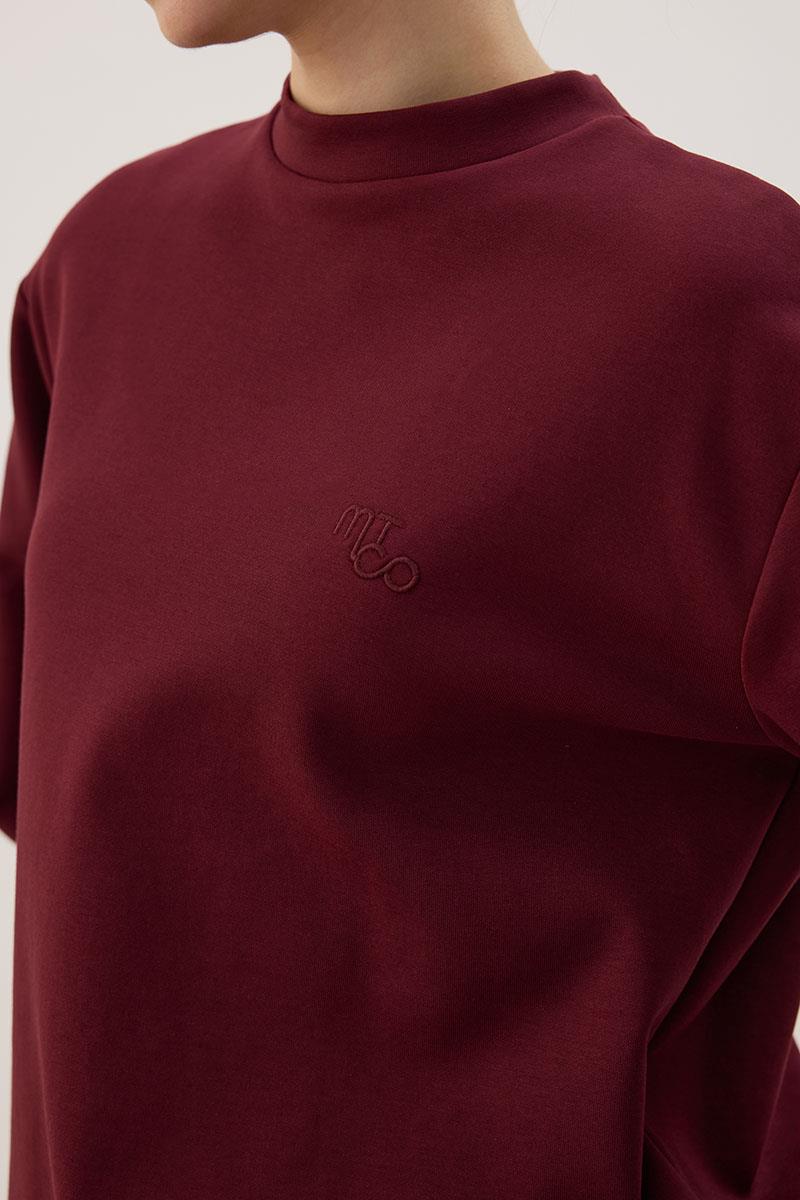 Nakışlı Sweatshirt Bordo