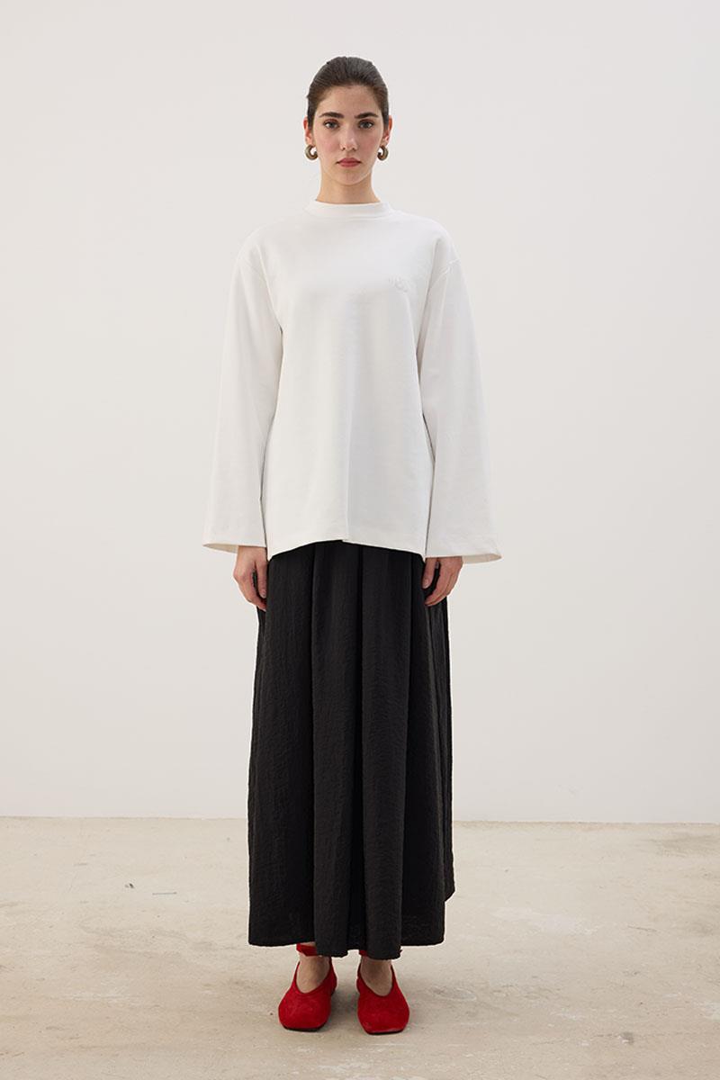 Nakışlı Sweatshirt Ekru