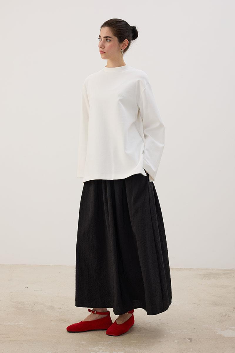 Nakışlı Sweatshirt Ekru