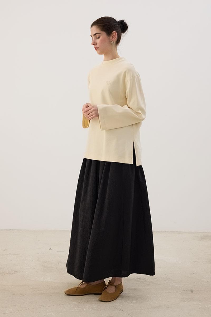 Nakışlı Sweatshirt Krem