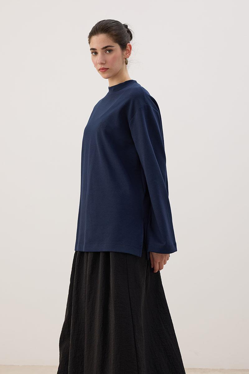 Nakışlı Sweatshirt Lacivert