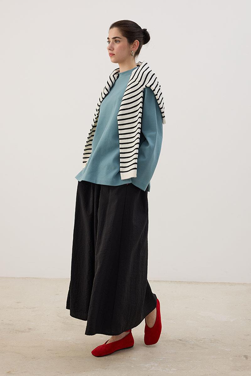 Nakışlı Sweatshirt Retro Mavi