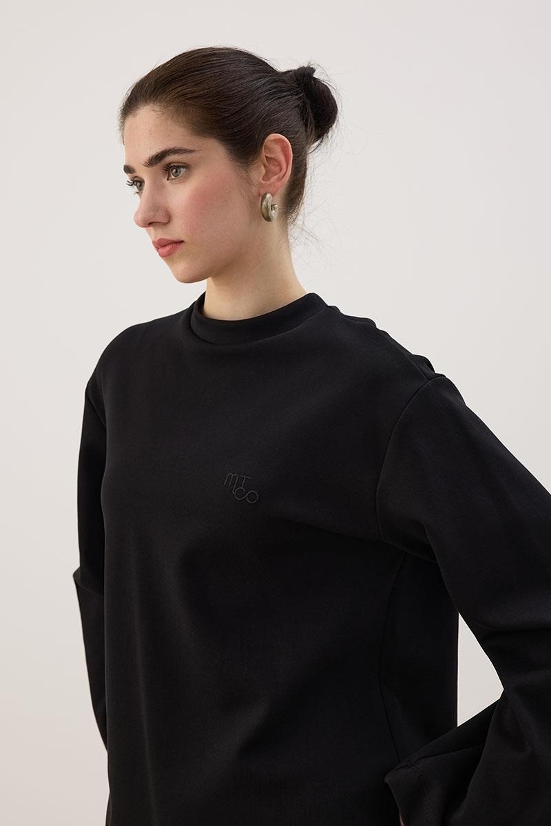 Nakışlı Sweatshirt Siyah