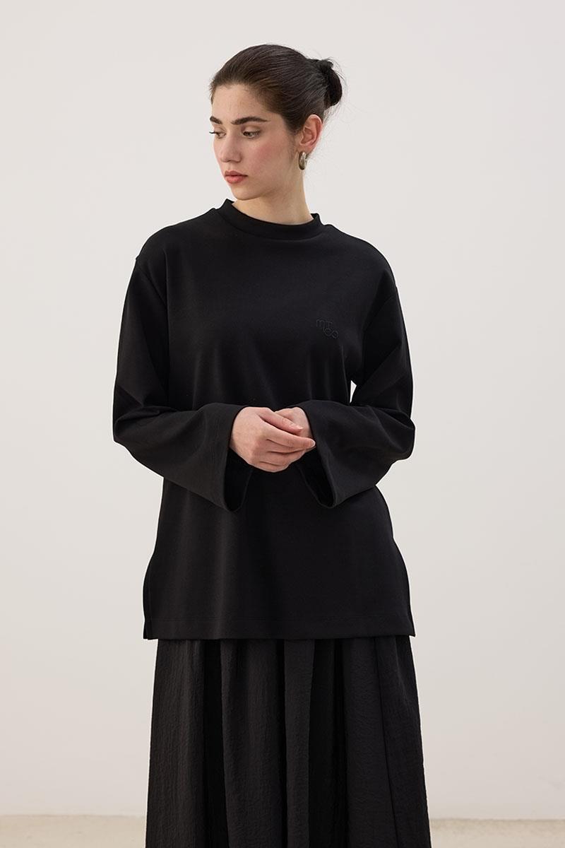 Nakışlı Sweatshirt Siyah