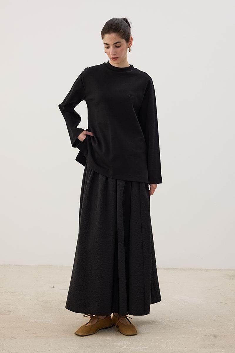 Nakışlı Sweatshirt Siyah