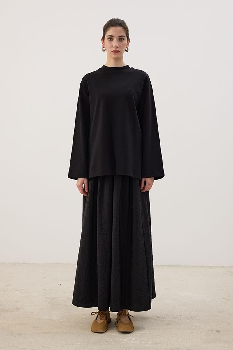 Nakışlı Sweatshirt Siyah