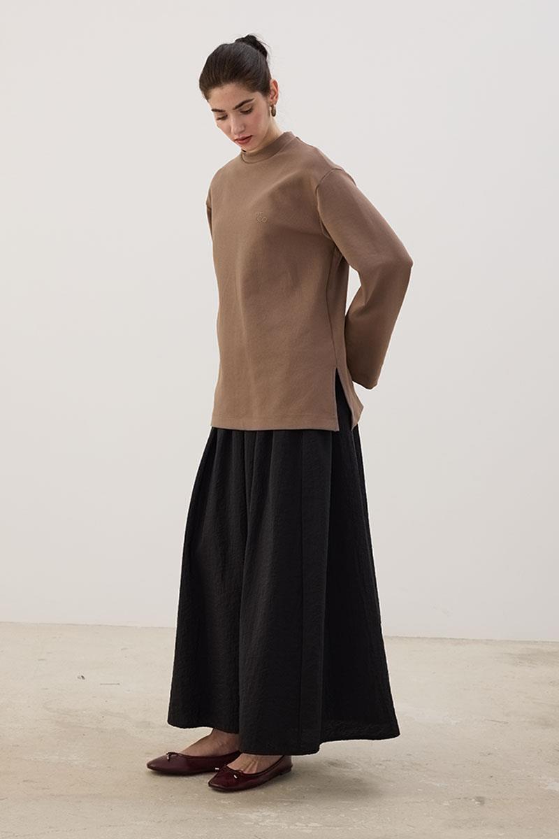 Nakışlı Sweatshirt Vizon