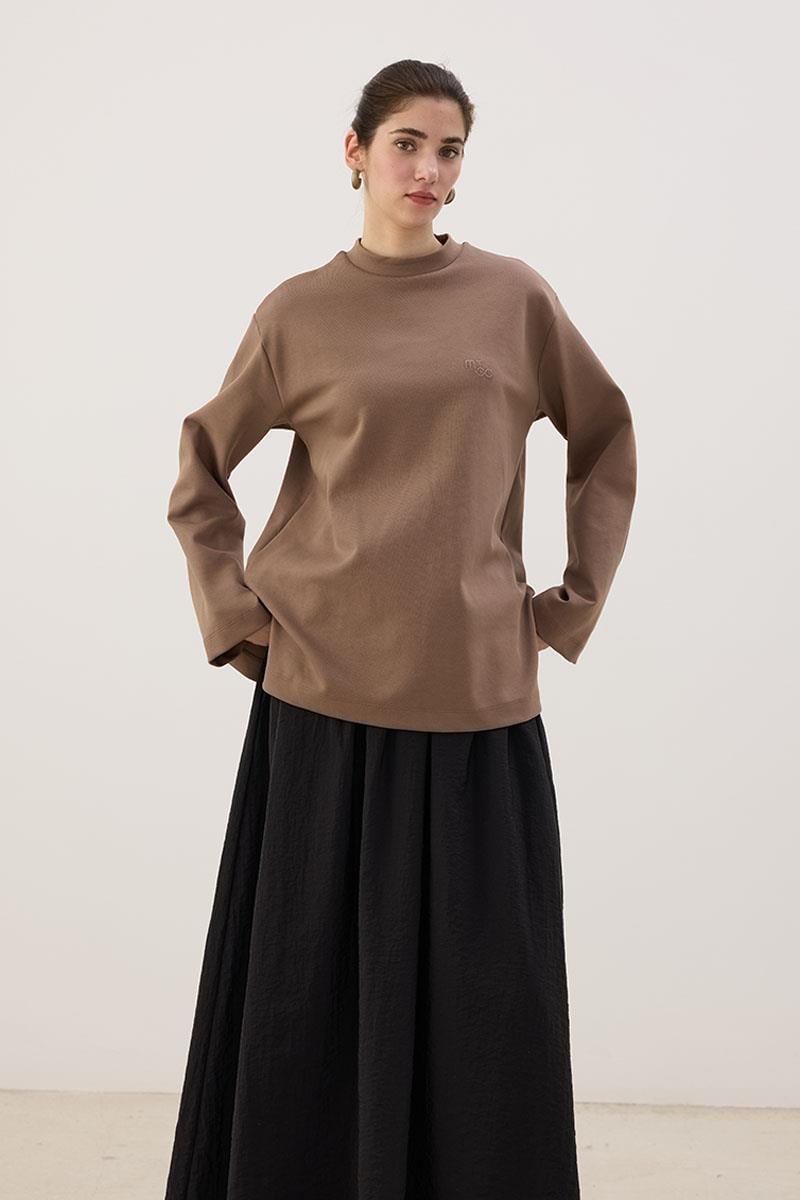 Nakışlı Sweatshirt Vizon