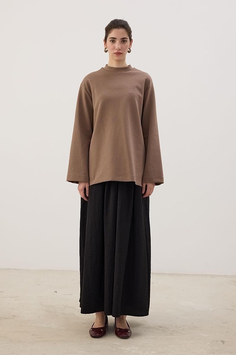 Nakışlı Sweatshirt Vizon