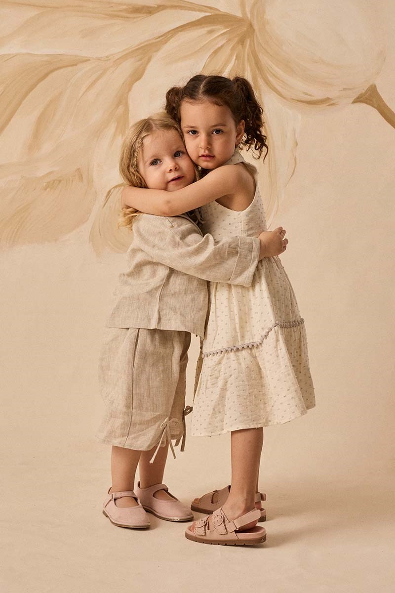 Naturel Fiyonklu Çocuk Kimono Naturel