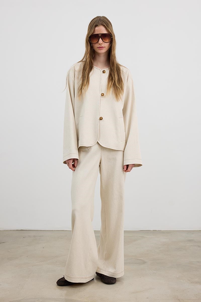 Naturel Wide Leg Jean Krem