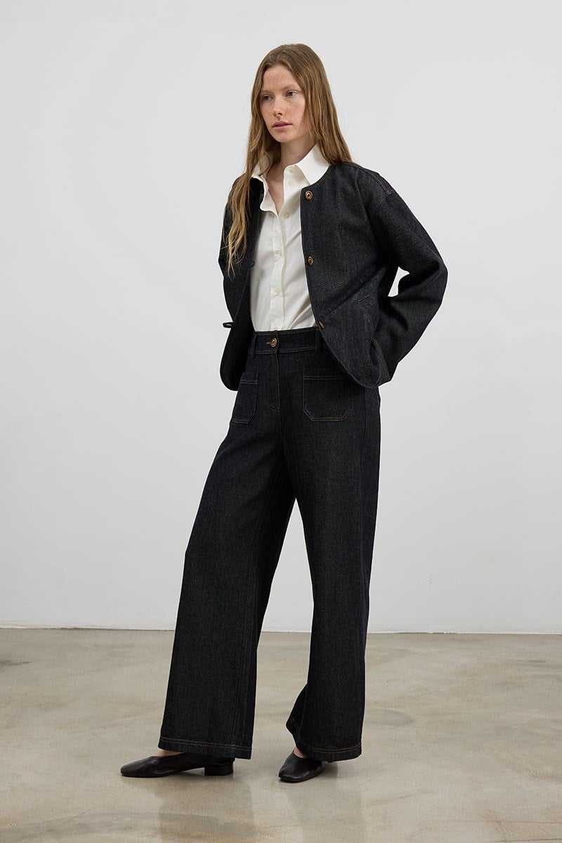 Naturel Wide Leg Jean Siyah