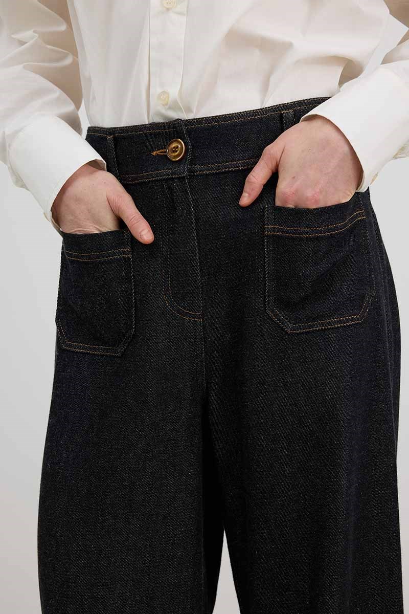 Naturel Wide Leg Jean Siyah