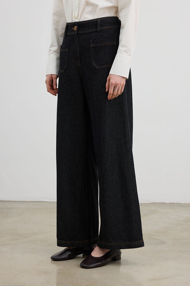 Naturel Wide Leg Jean Siyah