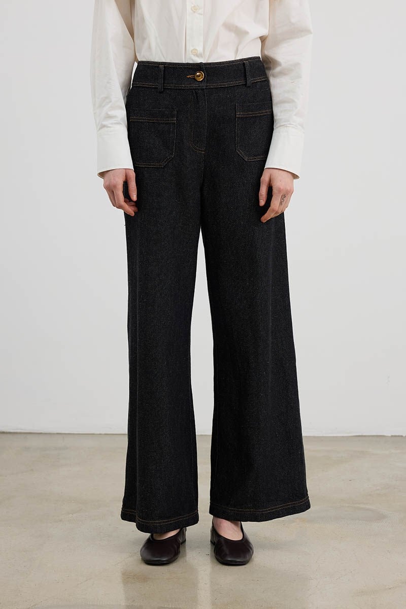 Naturel Wide Leg Jean Siyah