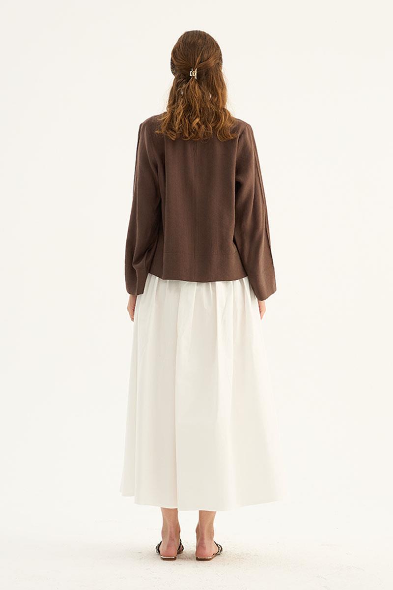 Ön Pileli Bluz Acı kahve