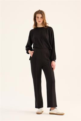 Önü Dikişli Eşofman Altı Siyah