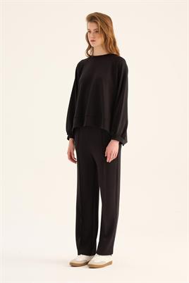 Önü Dikişli Eşofman Altı Siyah