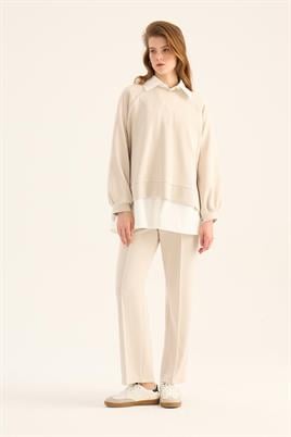 Önü Dikişli Eşofman Altı Taş