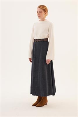 Önü Patlı Etek Lacivert