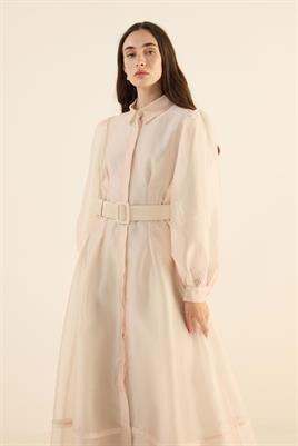 Organze Kap Elbise Krem