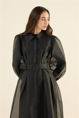 Organze Kap Elbise Siyah