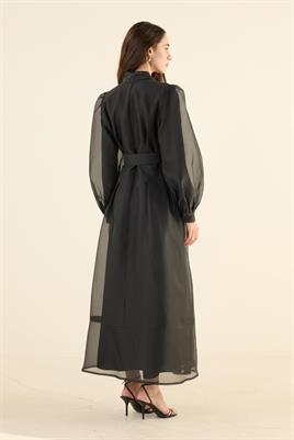 Organze Kap Elbise Siyah