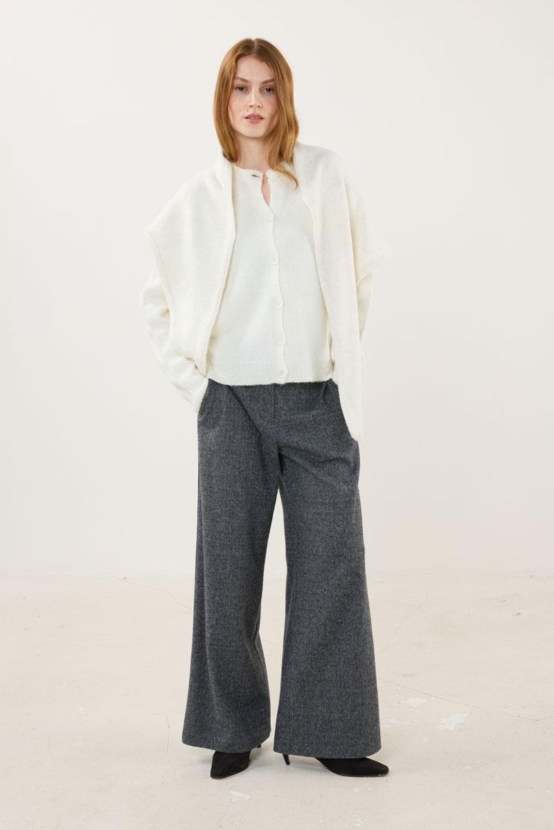 Örme Triko Atkı Ekru