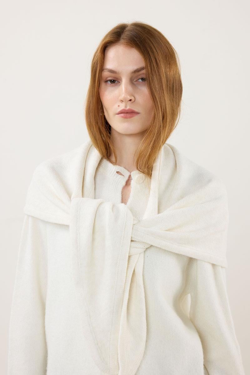 Örme Triko Atkı Ekru