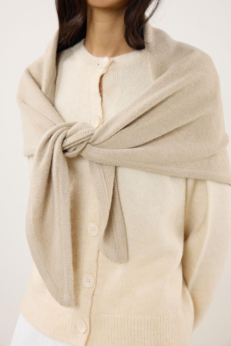 Örme Triko Atkı Krem