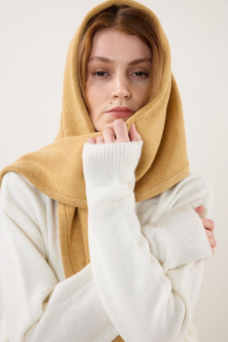 Örme Triko Atkı Soft Sarı